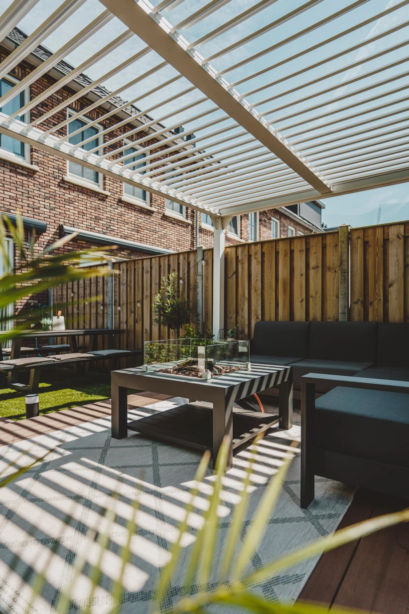 Aluminium Pergola Met Lamellen Wit 400 x 400 cm - Afbeelding 5